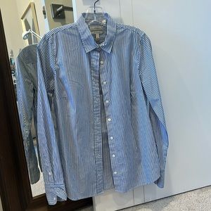 J. Crew stretch perfect shirt in blue/white stripe, size small
